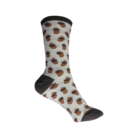 Cool Beans Crew Socks in Ivory Heather - Poppysocks