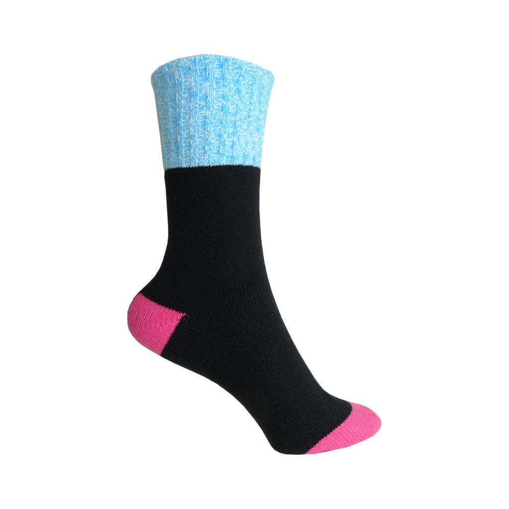Color Block Marl Cuff Boot Crew Socks in Black - Poppysocks