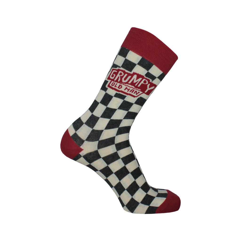 Grumpy Old Man Crew Socks in Black, White, and Red - Poppysocks