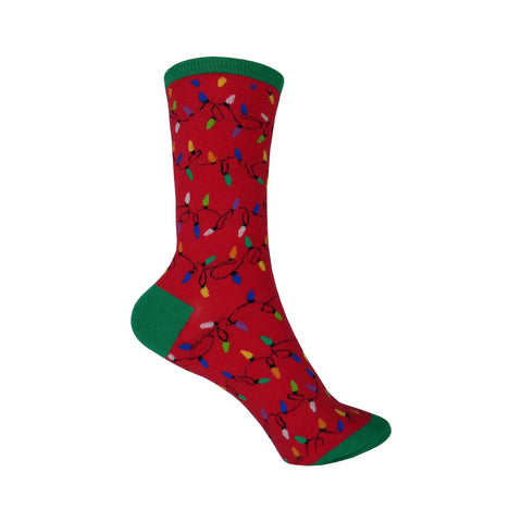 Christmas Lights Crew Socks in Red - Poppysocks